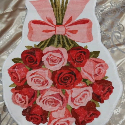 Rug new artificial cashmere with rose bouquet 40x60 cm