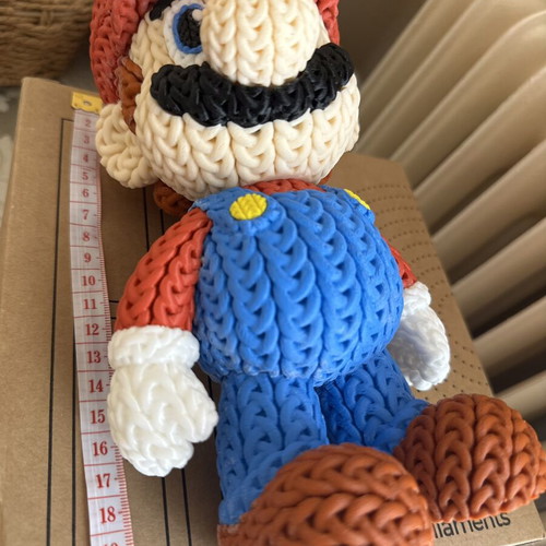 Super Basic Knitted Super Mario figure new, 3D printed with crochet texture