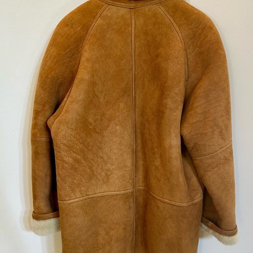 Shearling women's coat genuine Medium Large like new brown