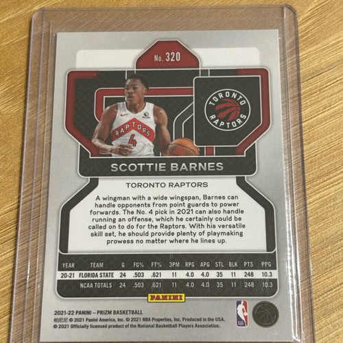 Panini Prizm Basketball Scottie Barnes RC #320 card like new