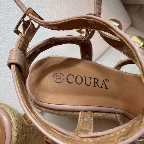 Coura platform sandals used, size 37, pink and beige
