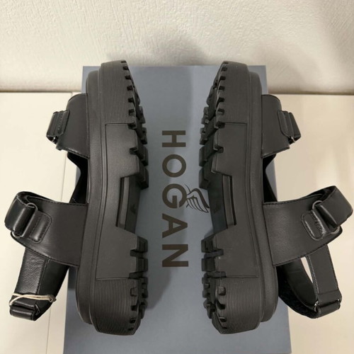 Hogan platform sandals new, black with chunky lug sole