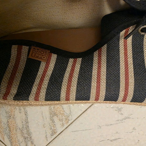 Gios Eppo fabric espadrilles like new, blue striped, size 45
