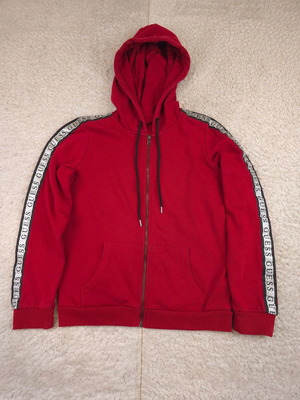 Guess Zip Hoodie used, red, size M, logo tape streetwear