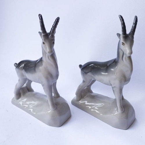 Vintage porcelain mountain goat figurines Polonne USSR set of 2 like new