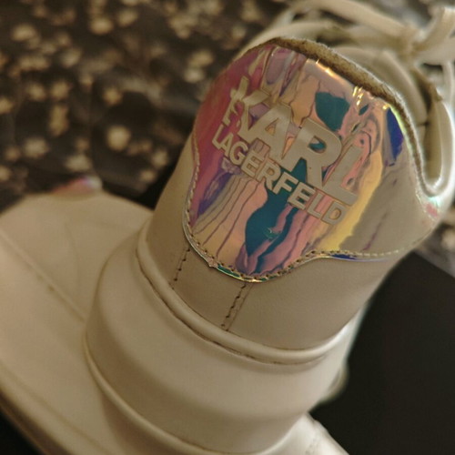 Karl Lagerfeld sneakers used, white silver iridescent size 39