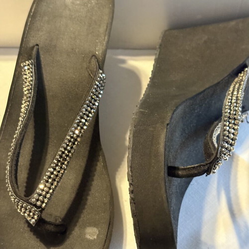 Exe platform sandals black with rhinestones used, size 38