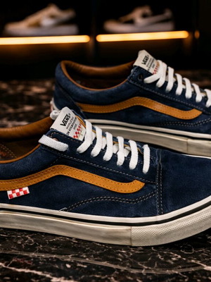 Vans Pop Denim δερμάτινα παπούτσια μεταχειρισμένα, μέγεθος 42,5, μπλε και καφέ