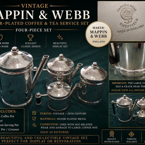 Mappin & Webb vintage silver-plated four-piece coffee and tea service set