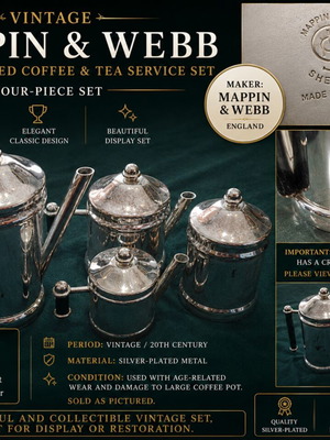 Mappin & Webb vintage silver-plated four-piece coffee and tea service set