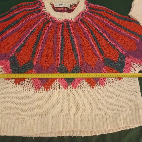 Zara Knit knitted sweater used, size L, white multicolor