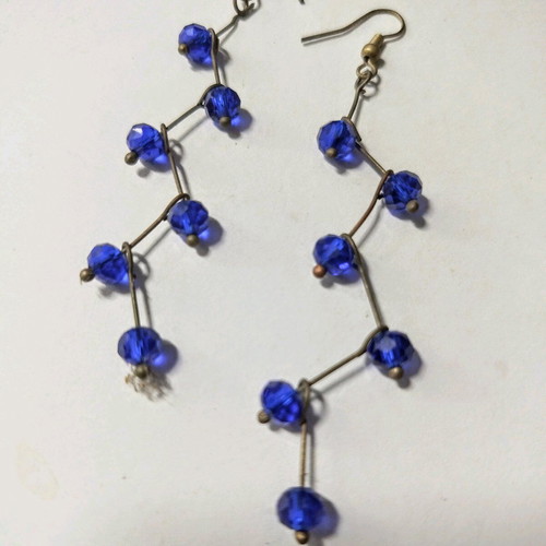 Earrings with blue beads handmade new
