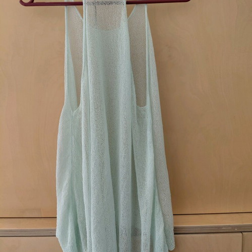 Benneton perforated knitted blouse like new, turquoise, one size