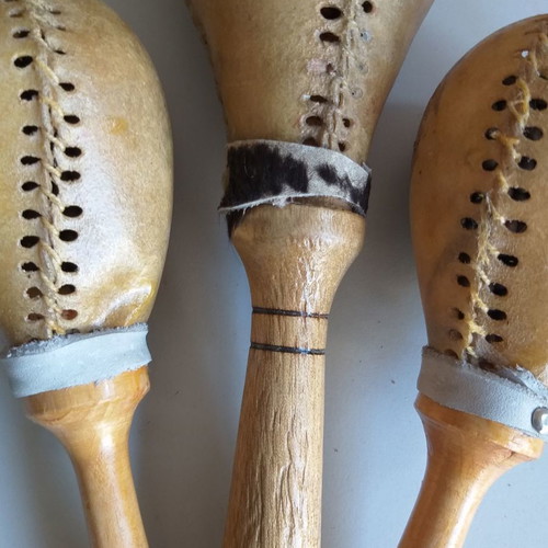 Leather maracas, two pairs salsa model