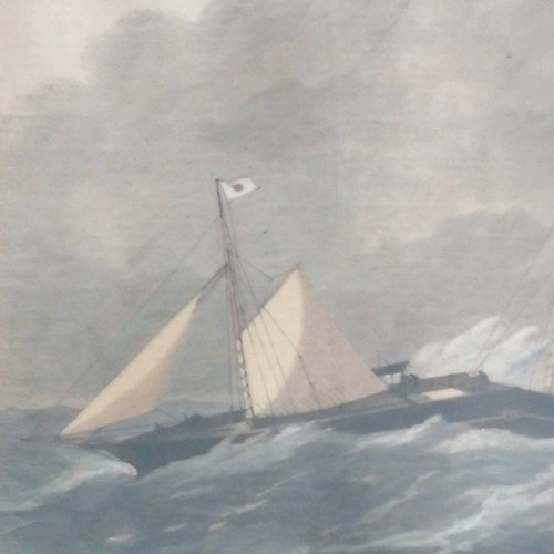 Woodcut painting The Jointed Iron Steam-ship Connector 1863 like new