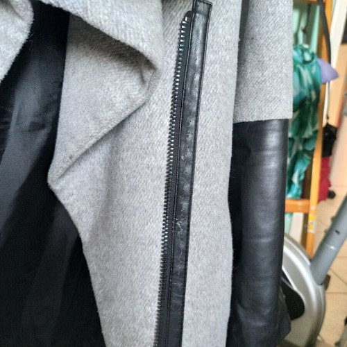 Bershka gray coat used with leather wear on zippers and sleeves