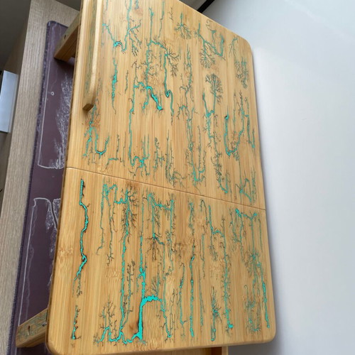 Handmade Bamboo Laptop Table with Lichtenberg Art and Magnetic Upgrade new
