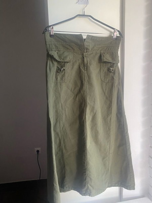 Benetton women's midi skirt linen and cotton like new, khaki