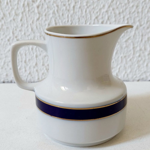 Vintage Hollohaza Hungary Porcelain Milk Jug Echt Kobalt & Gold like new