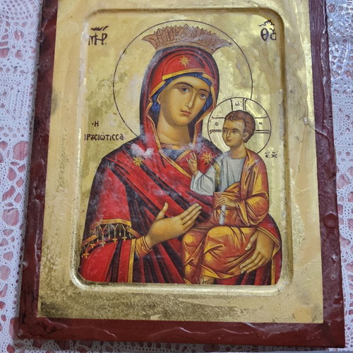 Byzantine icon of Panagia Prousiotissa with gold leaf, new