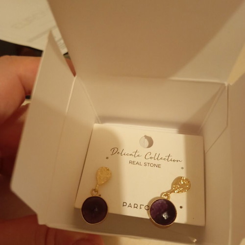 Parfois earrings new with genuine stone purple and gold