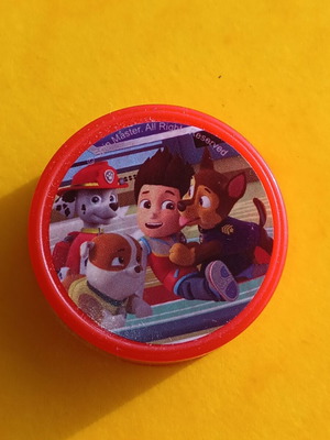Paw Patrol sharpener used, red with comic heroes