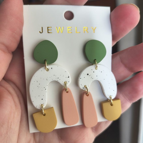 Boho earrings new, white and multicolor