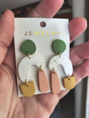 Boho earrings new, white and multicolor