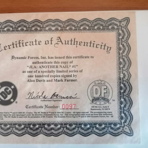 Justice League: Another Nail #1 like new, signed DC Comics