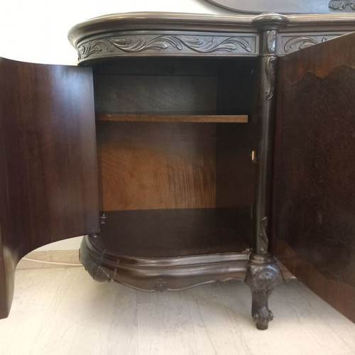 Antique walnut wood buffet with mirror used