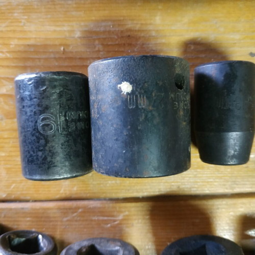 Socket wrench bits used, various sizes