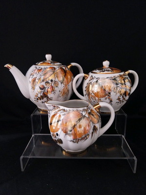 Vintage LFZ USSR tea set 3 pieces "Golden Autumn"