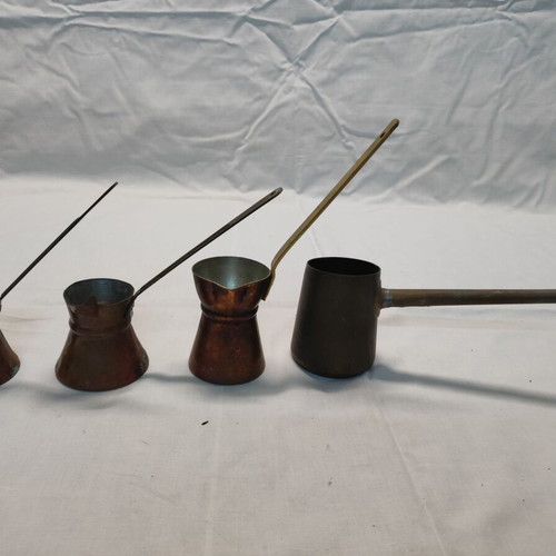 Old coffee pots used for hoboli, set of 4 pieces