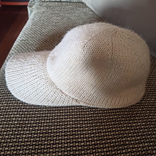 Knitted baseball hat used, white, one size