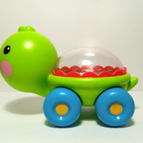 Fisher Price turtle on wheels baby toy used, plastic, approx. 14cm