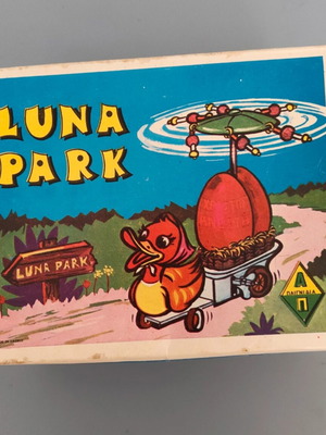 Luna Park wind-up toy used, vintage Greek collectible with original box
