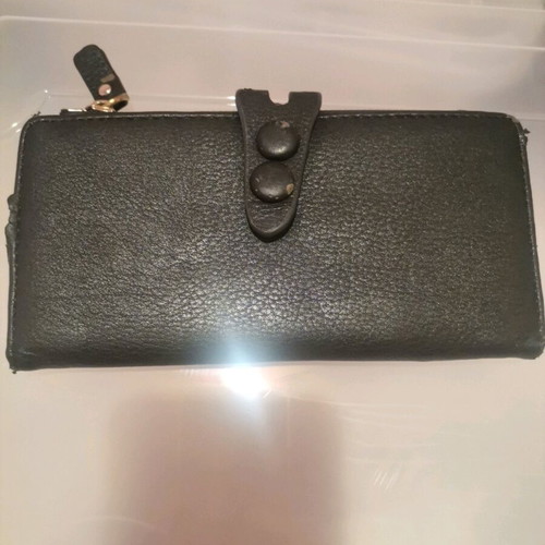 Women's wallet used, black faux leather