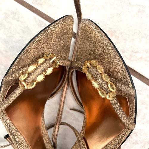 Migato bronze elegant sandals size 38 like new with golden rhinestones