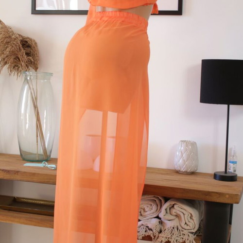 Beachwear pants with orange transparent top new