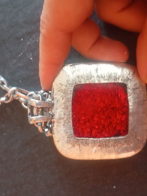 Statement necklace with dichroic glass pendant, like new