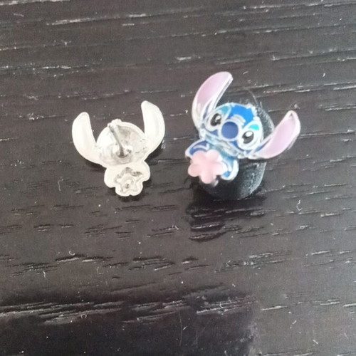 Stitch earrings new, blue and pink