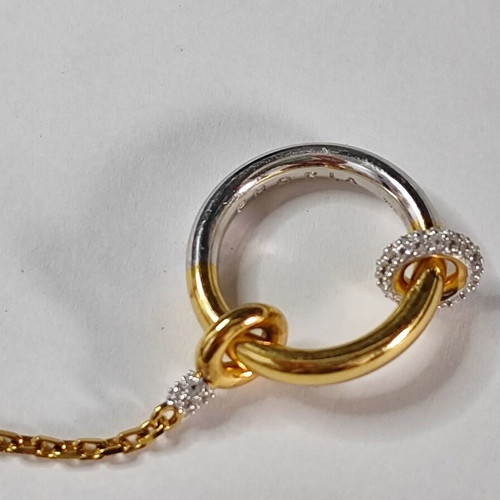 PHORIA Hookup Chain Ring δαχτυλίδι μεταχειρισμένο, ασημένιο επιχρυσωμένο με λευκό τοπάζι