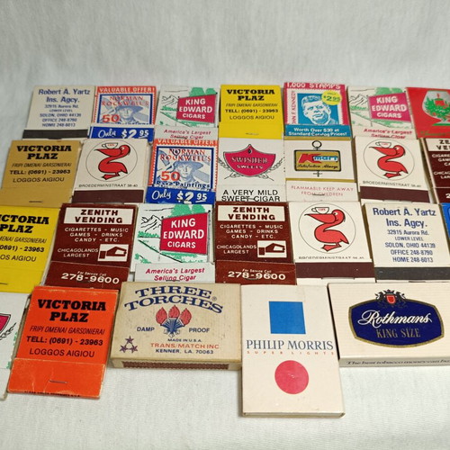 Vintage advertising matchboxes and matchbooklets, pack of 28, like new