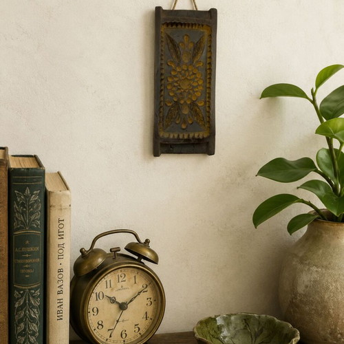 Vintage Wax Wall Sculpture with Folklore Floral Relief, Germany 1950s