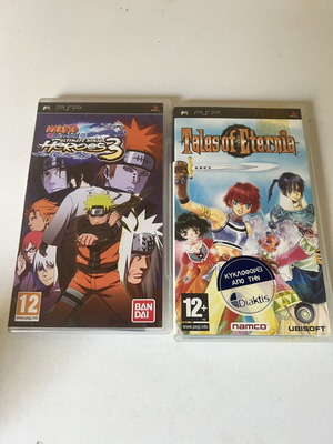 Sony PSP Tales of Eternia and Naruto game box with manuals