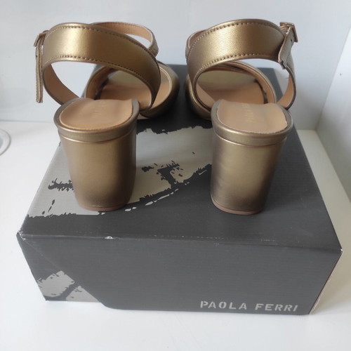 Paola Ferri leather sandals, gold, size 41, 7cm heel