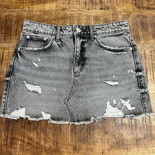 Zara distressed grey denim mini skirt, size M