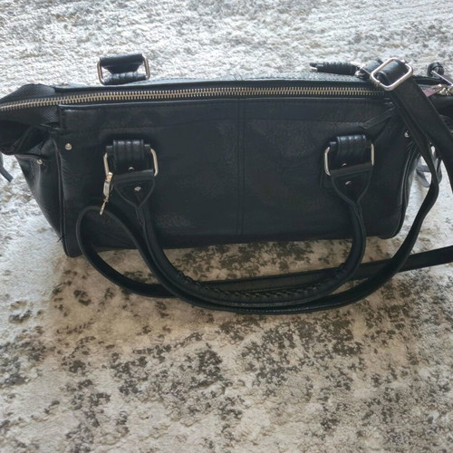 Black simple everyday bag used, not genuine leather