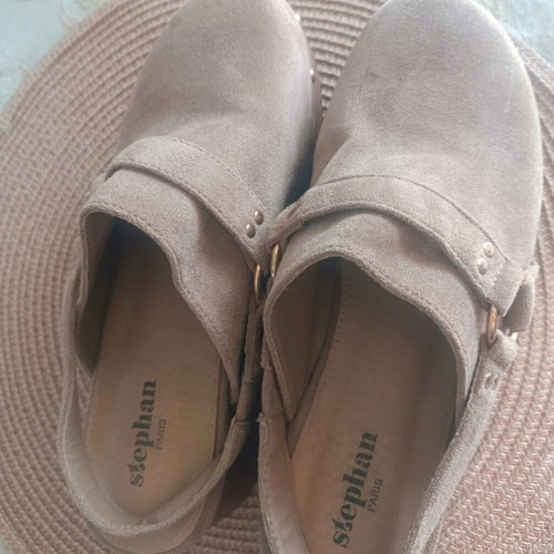 Stephan Paris suede clogs platforms size 38, beige taupe