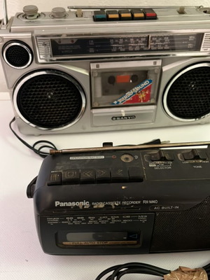Vintage radio cassette players Sanyo M9903K & Panasonic RX-M40 used, set of 2